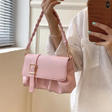Women's PU Leather Shoulder Bag Pleated Crossbody Handbag