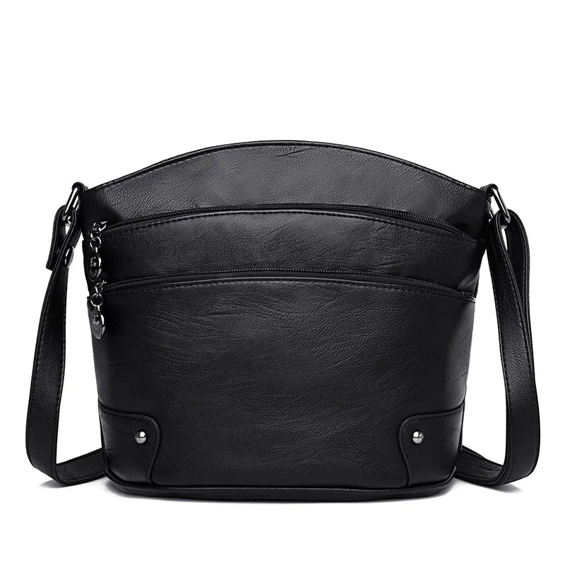 Vintage Soft PU Leather Women Messenger Bag Shoulder Zipper Lady Bag