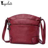 Vintage Soft PU Leather Women Messenger Bag Shoulder Zipper Lady Bag