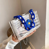 Summer Flowers Acrylic Box Hand Purse Women Shoulder Crossbody Bag