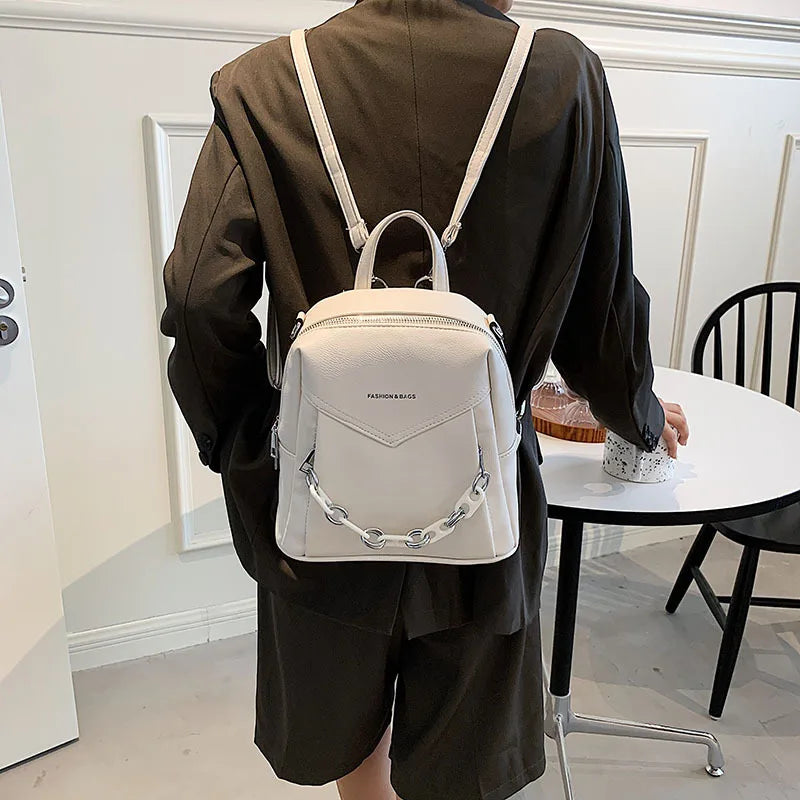 Women Backpack chain Ladies School bags for Teenager Girls