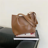 Women PU Leather Shoulder Bag Large Capacity Tote Handbag