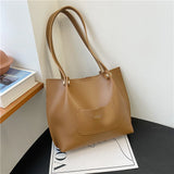 Women PU Leather Shoulder Bag Large Capacity Tote Handbag