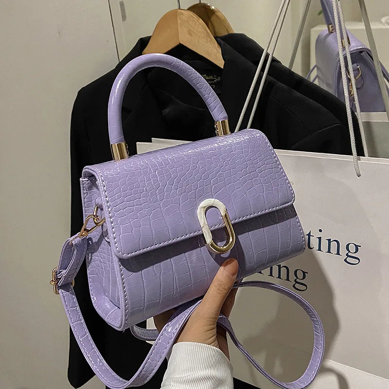 Women's Crocodile Pattern Shoulder Bag All-match Portable Small Square Bag