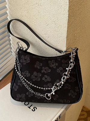 Flower Print Shoulder Crossbody Bag for Women Chain Strap Travel Tote