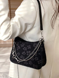 Flower Print Shoulder Crossbody Bag for Women Chain Strap Travel Tote