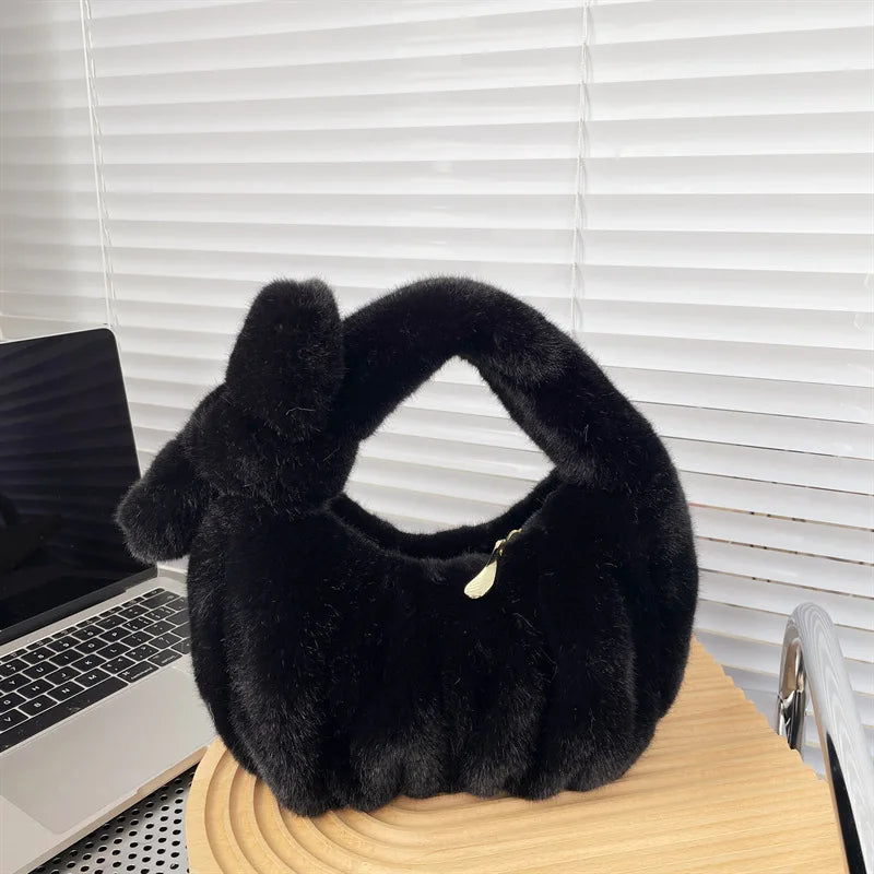 Faux Fur Women's Clutch Purse Soft Plush Shoulder Bag