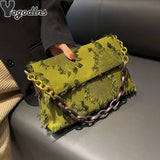 Women's Chain Shoulder Bag High Canvas Crossbody Tote