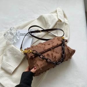 Women's Chain Shoulder Bag High Canvas Crossbody Tote