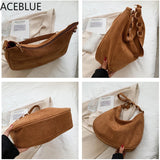 Autumn Winter Retro Women's Large-capacity Bag Suede Shoulder Bucket Bag