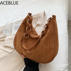 Autumn Winter Retro Women's Large-capacity Bag Suede Shoulder Bucket Bag
