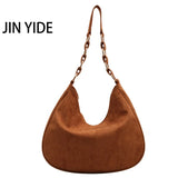 Retro Suede Bucket Bag, Large-capacity Shoulder Bag