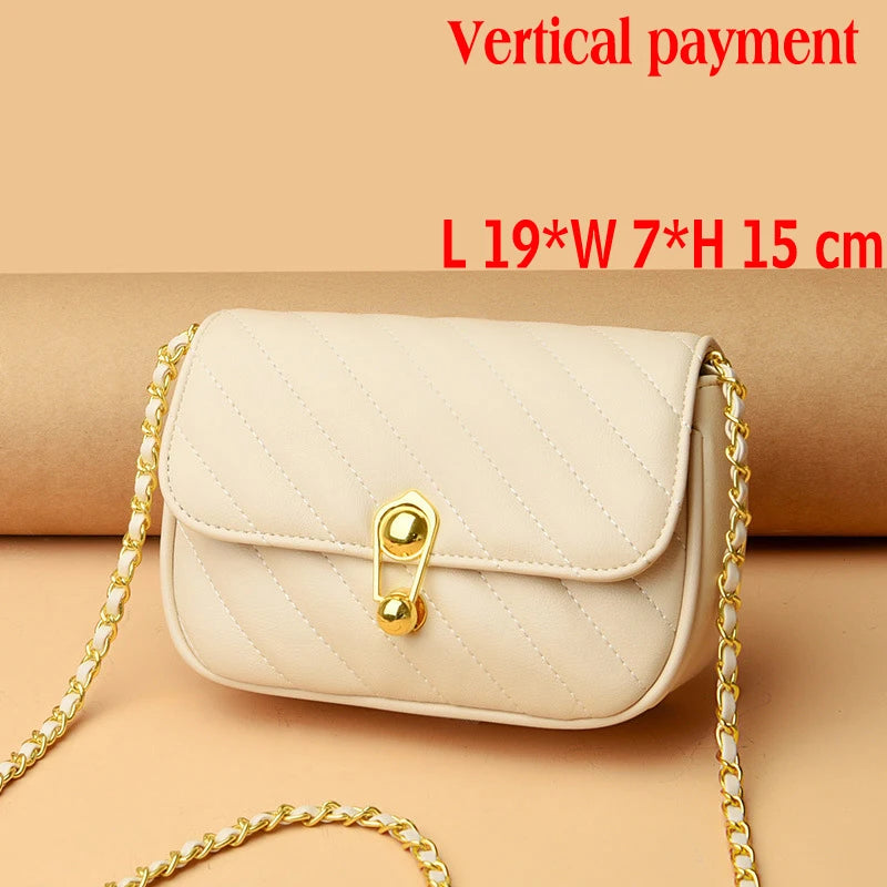 Leather Crossbody Chain Bag for Women