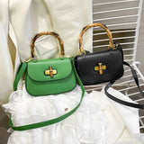 Bamboo Handle Women's Handbag Saddle Shoulder Messenger Bag