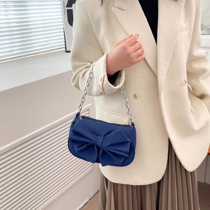 Large Bow Decoration Underarm Women's Shoulder Bag Totes
