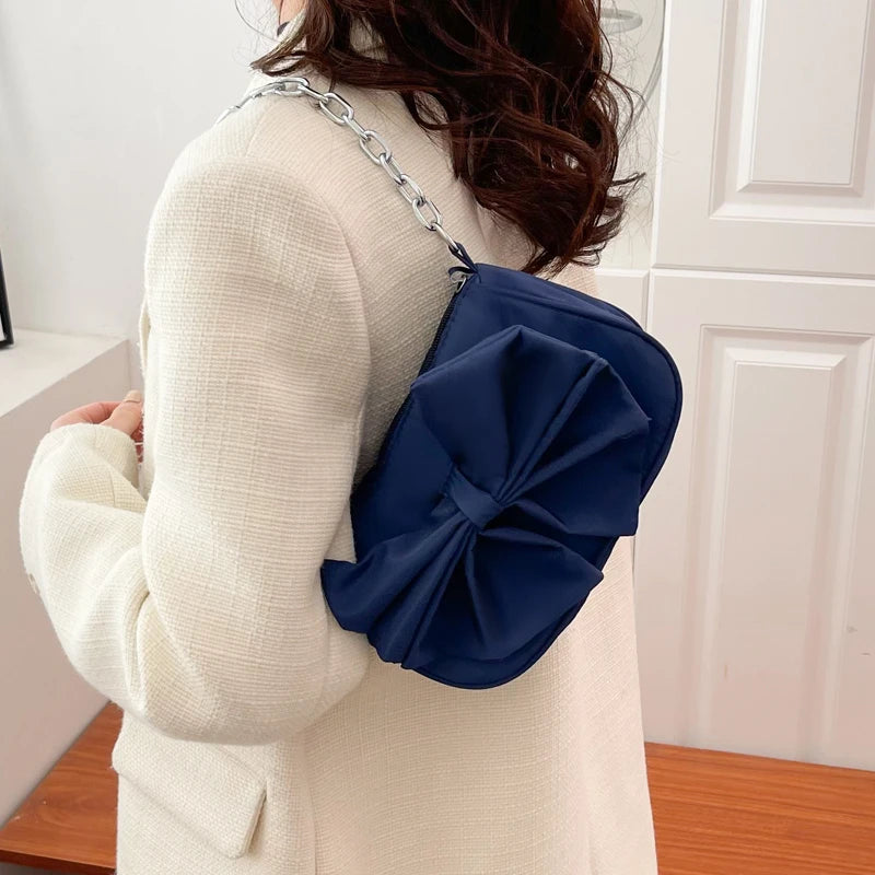 Large Bow Decoration Underarm Women's Shoulder Bag Totes