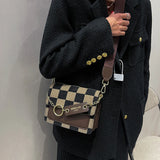 Plaid One Shoulder Crossbody Bag Retro Style Handbag