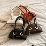 Women's Shoulder Bag Leather Chain Shell Zipper Crossbody Totes
