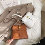 Small Bucket Bag Women PU Leather Shoulder Cross Body Bag