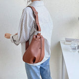 Personality Leather Bucket Bag Women Shoulder CrossBody Lady Handbag