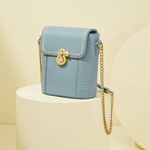 Small Chain Bucket Bag Leather Shoulder CrossBody Bag