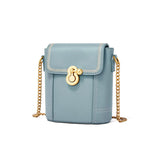 Small Chain Bucket Bag Leather Shoulder CrossBody Bag