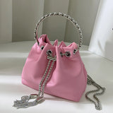 Pink Bucket Handbag Crossbody Shoulder Bag Evening Purse for Women
