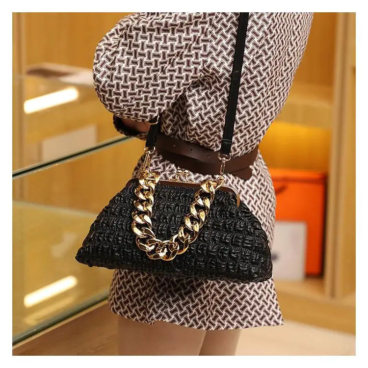 Crossbody Bag Evening Clutch Thick Chain Messenger Purse
