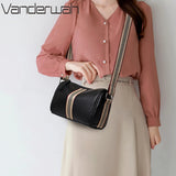 Cowhide Leather Crossbody Messenger Bag Retro Style Female Bolsos