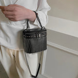 Rivet Shoulder Bag Fringed Crossbody Purse
