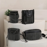 Rivet Shoulder Bag Fringed Crossbody Purse