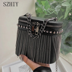 Rivet Shoulder Bag Fringed Crossbody Purse