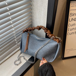 Denim Women's Handbag Chain Crossbody Bag Pillow Tote