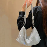Evening Clutch Bag Silver Crystal Dinner Party Wedding Purses Handbag