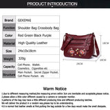 Embroidered Flower Pattern Ladies Shoulder Bags Leather Crossbody Bag