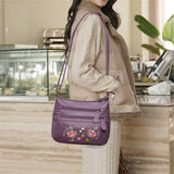 Embroidered Flower Pattern Ladies Shoulder Bags Leather Crossbody Bag