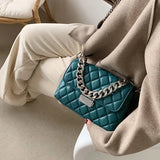 Women's Silver Chain Small Flap Crossbody Bag Winter Shoulder Handbags