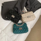 Women's Silver Chain Small Flap Crossbody Bag Winter Shoulder Handbags