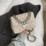 Women's Silver Chain Small Flap Crossbody Bag Winter Shoulder Handbags