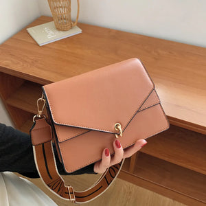 Women's Pu Leather Crossbody Shoulder Bag with Wide Strap