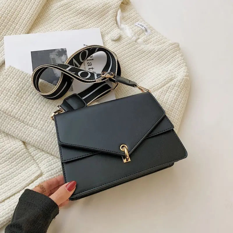 Women's Pu Leather Crossbody Shoulder Bag with Wide Strap