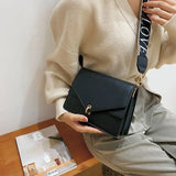 Women's Pu Leather Crossbody Shoulder Bag with Wide Strap