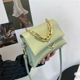 Soft Leather Shoulder Bag with High Chain - Small Handbags
