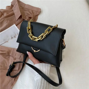 Soft Leather Shoulder Bag with High Chain - Small Handbags