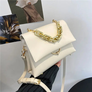 Soft Leather Shoulder Bag with High Chain - Small Handbags