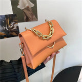 Soft Leather Shoulder Bag with High Chain - Small Handbags