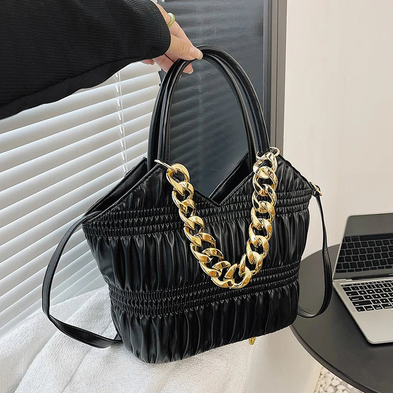 Leather Handbag Women Shoulder Crossbody Chain Tote Bag S825