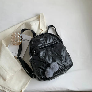 Fur Ball Women's Backpack Space Down Cotton School Travel BookBag Mochilas