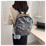 Fur Ball Women's Backpack Space Down Cotton School Travel BookBag Mochilas