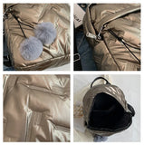 Fur Ball Women's Backpack Space Down Cotton School Travel BookBag Mochilas